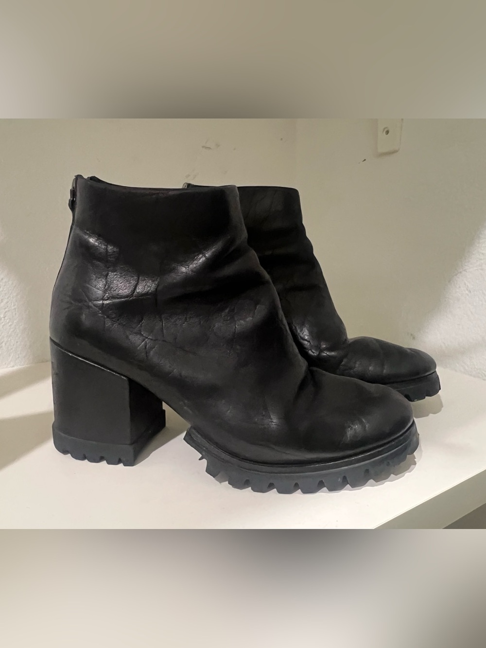 Marsell Black Chunky Lug-Heel Ankle Boots